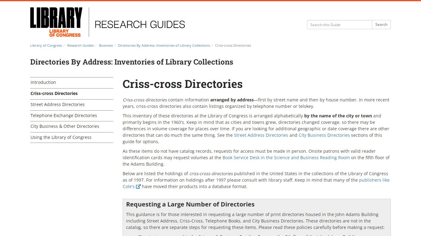 Criss-cross Directories - Directories By Address: Inventories of ...