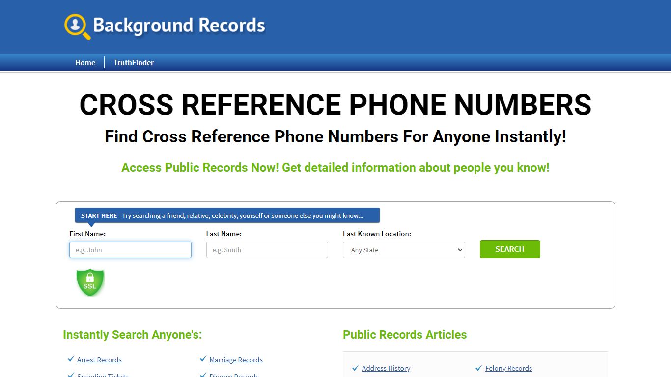 Find Cross Reference Phone Numbers For Anyone Instantly!